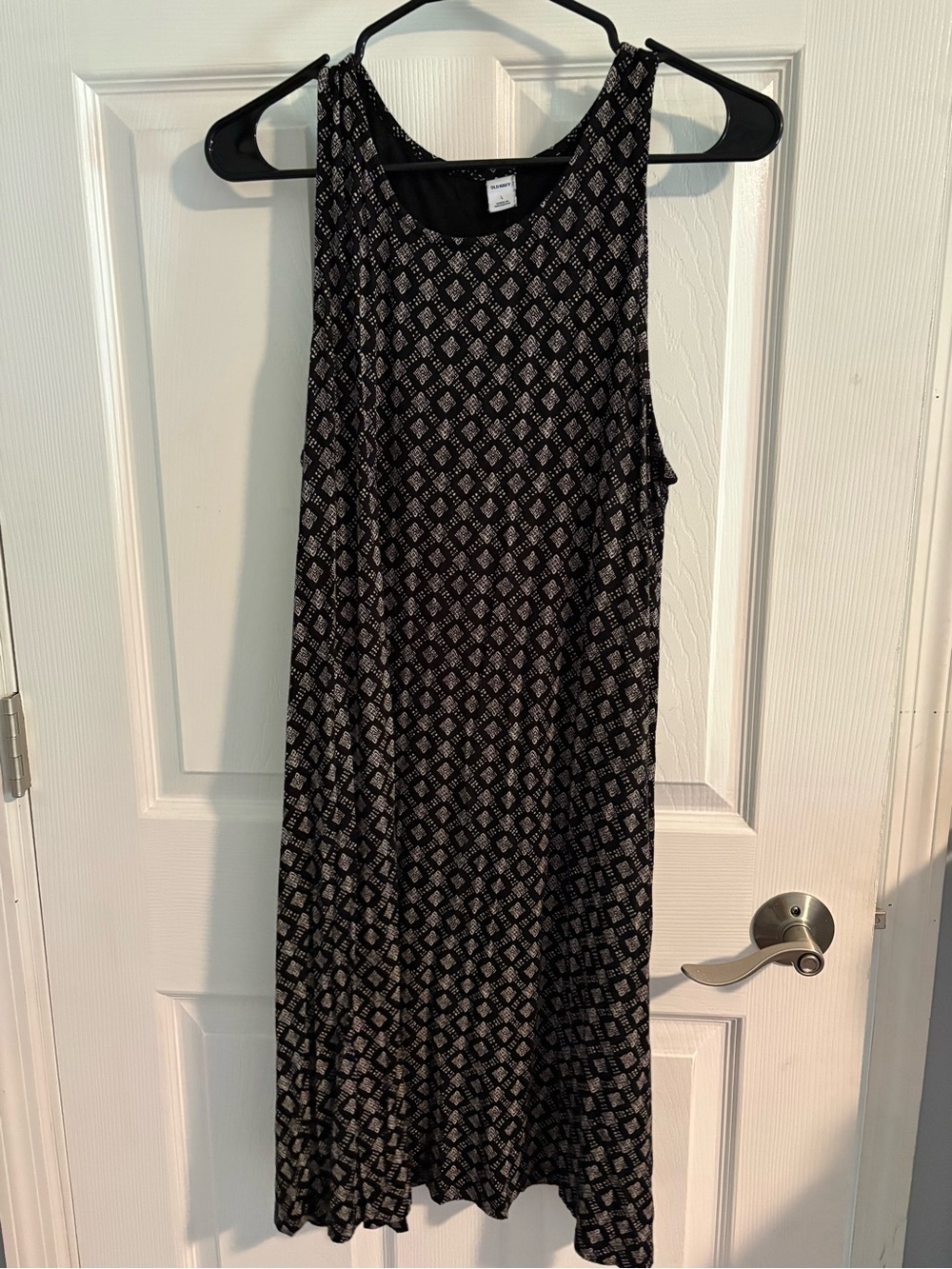 Old Navy Black and Light Gray Patterned Midi Dress